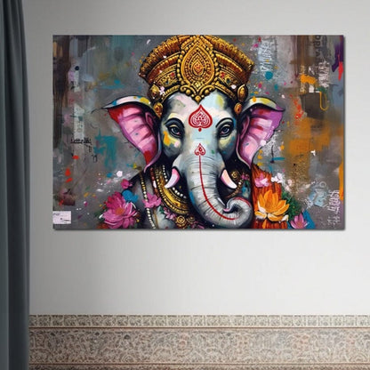 Grey Ganesha HinduOmDesigns Gallery Wrap / 30" x 20" Posters, Prints, & Visual Artwork hindu canvas wall art XC44BQ4N