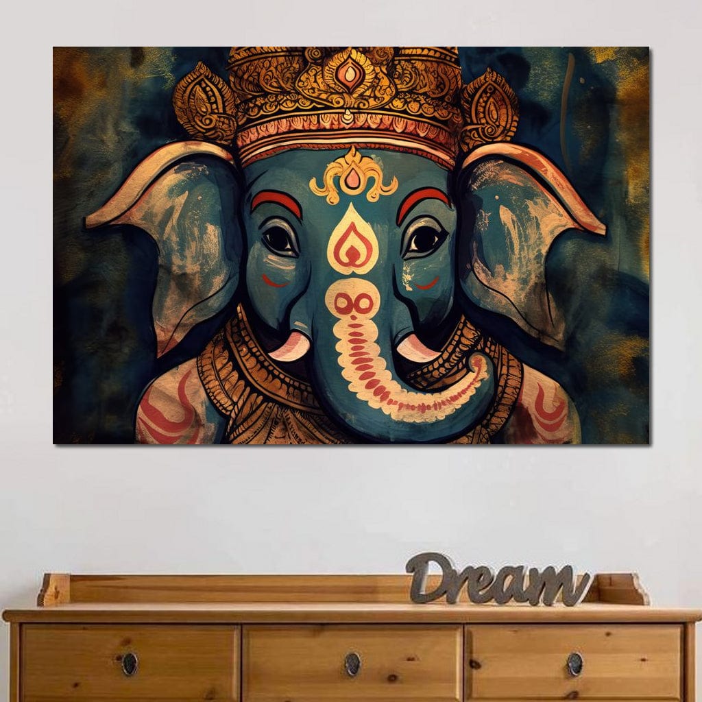 Ganesha's Joy HinduOmDesigns Gallery Wrap / 30" x 20" Posters, Prints, & Visual Artwork hindu canvas wall art O13ZLP06