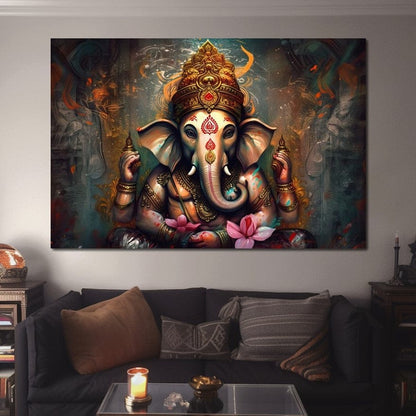 Ganesha's Wealth HinduOmDesigns Gallery Wrap / 30" x 20" Posters, Prints, & Visual Artwork hindu canvas wall art ISS5D0SV