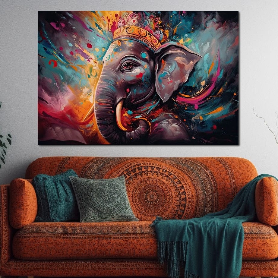 Ganesh Color Splash HinduOmDesigns Gallery Wrap / 30" x 20" Posters, Prints, & Visual Artwork hindu canvas wall art WP0HH95W