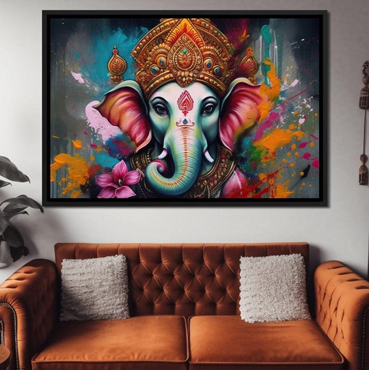 Divine Ganesha HinduOmDesigns Black Floating Frame / 30" x 20" Posters, Prints, & Visual Artwork hindu canvas wall art LYGOIZSB
