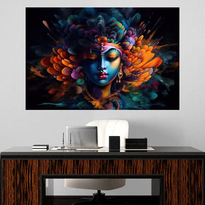 Sacred Krishna HinduOmDesigns Gallery Wrap / 30" x 20" Posters, Prints, & Visual Artwork hindu canvas wall art J2G8PF93