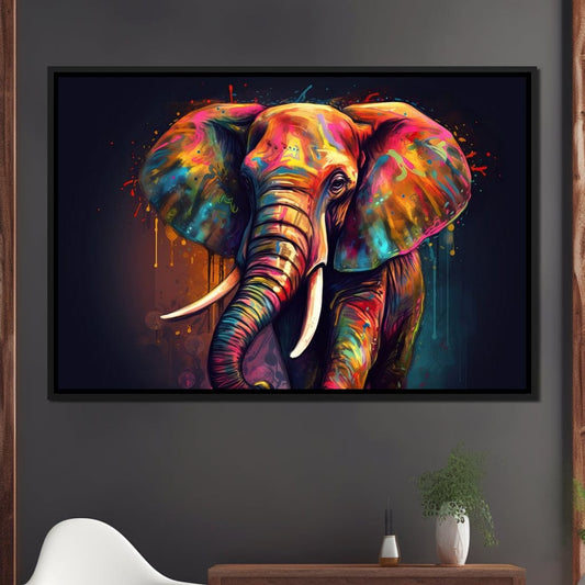 Colorful Elephant HinduOmDesigns Black Floating Frame / 30" x 20" Posters, Prints, & Visual Artwork hindu canvas wall art 3WLU6OMB