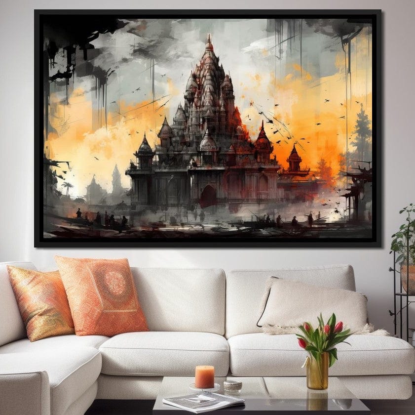 Sacred Architecture 2 HinduOmDesigns Black Floating Frame / 30" x 20" Posters, Prints, & Visual Artwork hindu canvas wall art T1AEQWHT