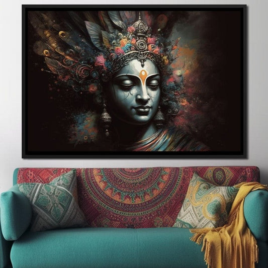 Krishna's Power HinduOmDesigns Black Floating Frame / 30" x 20" Posters, Prints, & Visual Artwork hindu canvas wall art 9TPCXPH7