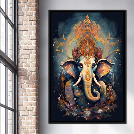 Sacred Ganesha HinduOmDesigns Black Floating Frame / 20" x 30" Posters, Prints, & Visual Artwork hindu canvas wall art 632LBBS6