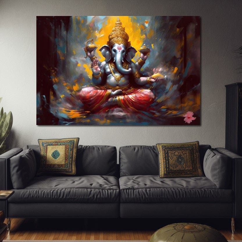 Ganesha's Enlightenment HinduOmDesigns Gallery Wrap / 30" x 20" Posters, Prints, & Visual Artwork hindu canvas wall art SIQZNLPS