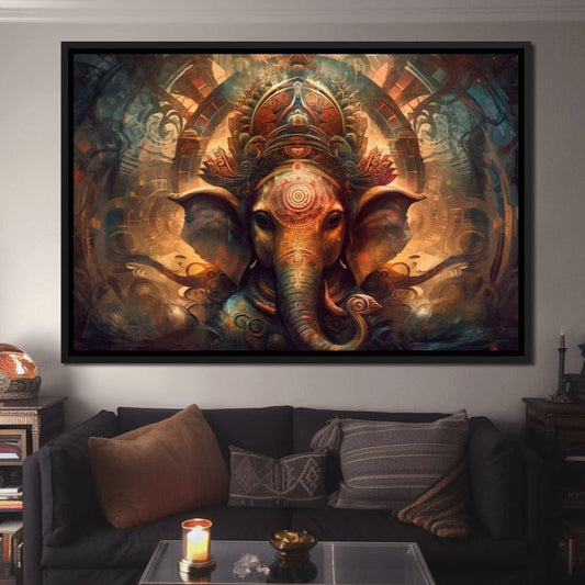Majestic Ganesha HinduOmDesigns Black Floating Frame / 30" x 20" Posters, Prints, & Visual Artwork hindu canvas wall art UCB43NBZ