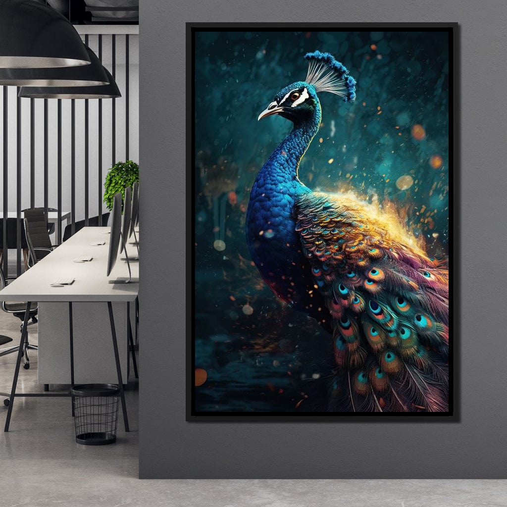 Peacock Majesty HinduOmDesigns Black Floating Frame / 20" x 30" Posters, Prints, & Visual Artwork hindu canvas wall art RQDZJ69T