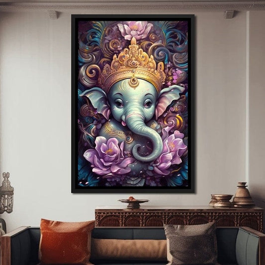 Baby Ganesha HinduOmDesigns Black Floating Frame / 20" x 30" Posters, Prints, & Visual Artwork hindu canvas wall art 3GUF9X87