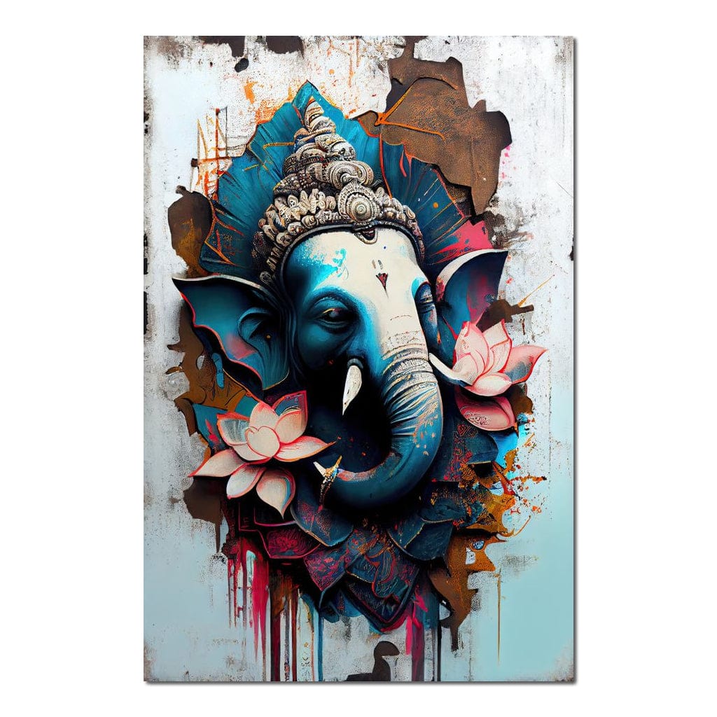 Blue Ganesh Portrait HinduOmDesigns Poster / 20" x 30" Posters, Prints, & Visual Artwork hindu canvas wall art MH9QD145