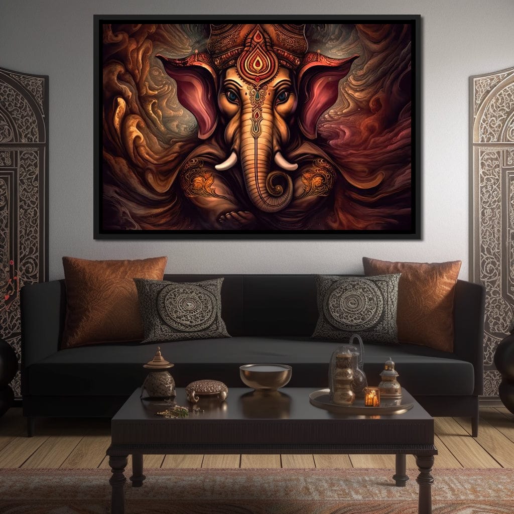 Ganapati HinduOmDesigns Black Floating Frame / 30" x 20" Posters, Prints, & Visual Artwork hindu canvas wall art WDA6UAIJ