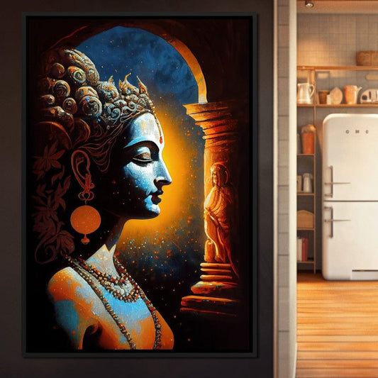 Krishna Temple HinduOmDesigns Black Floating Frame / 20" x 30" Posters, Prints, & Visual Artwork hindu canvas wall art YBY8880R