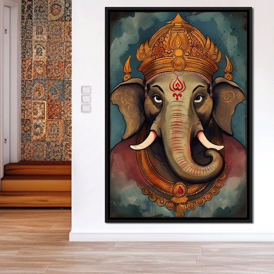 Sacred Lord Ganesh HinduOmDesigns Black Floating Frame / 20" x 30" Posters, Prints, & Visual Artwork hindu canvas wall art Q0484L3S