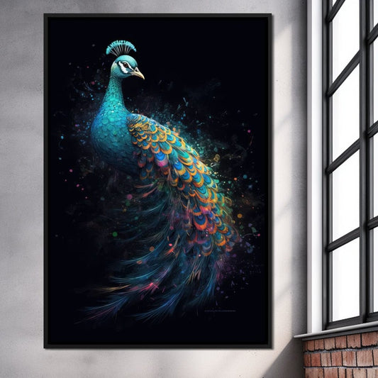 Peacock Splendor HinduOmDesigns Black Floating Frame / 20" x 30" Posters, Prints, & Visual Artwork hindu canvas wall art 0JZQ49UK