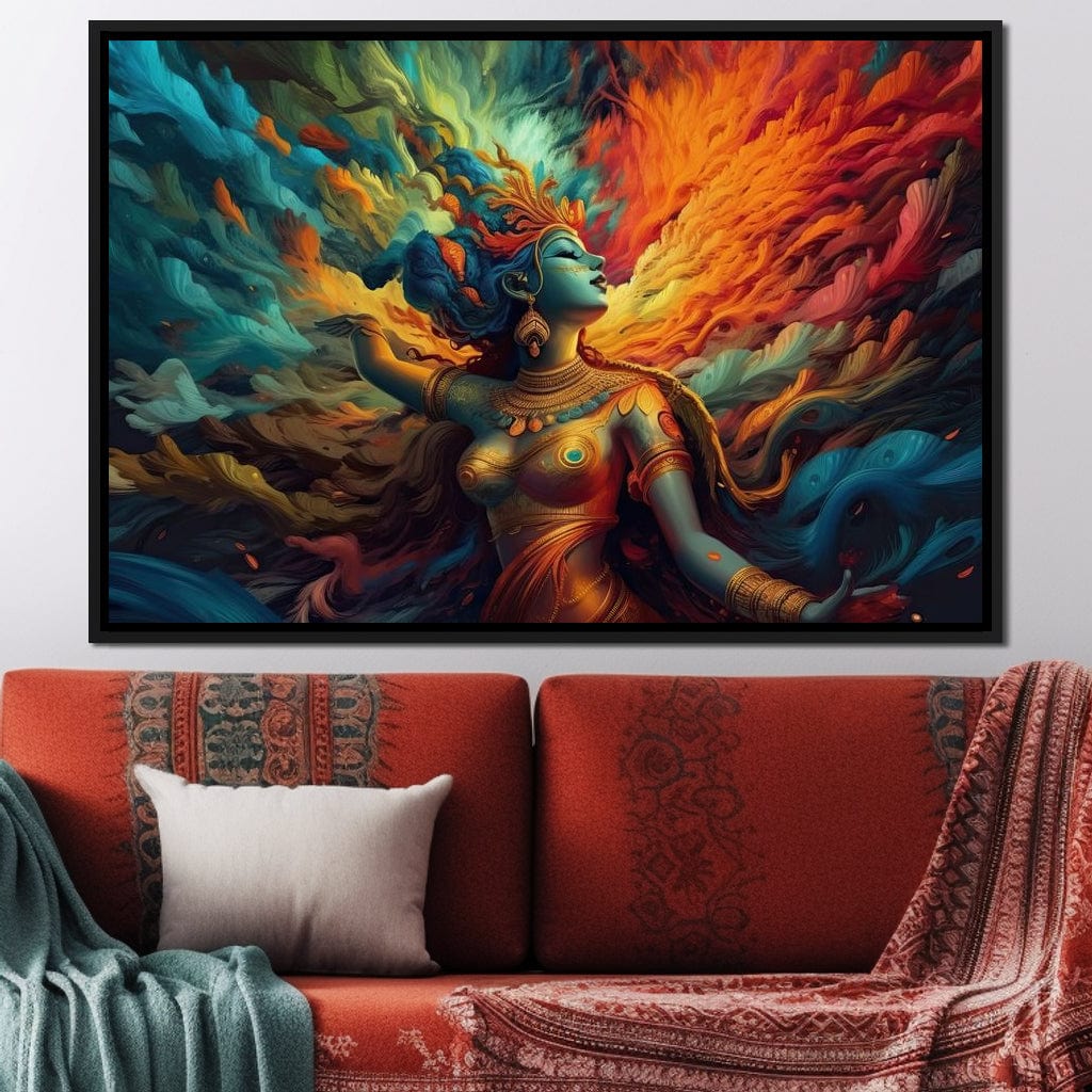 Spiritual Krishna HinduOmDesigns Black Floating Frame / 30" x 20" Posters, Prints, & Visual Artwork hindu canvas wall art FQDP4MV0