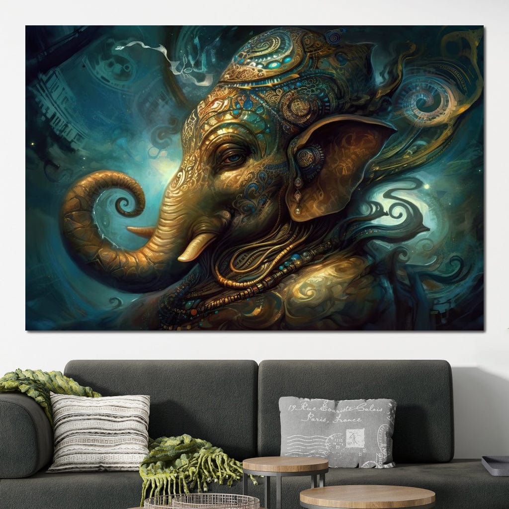Ganesha's Mystical Charm HinduOmDesigns Gallery Wrap / 30" x 20" Posters, Prints, & Visual Artwork hindu canvas wall art NDDI72BF