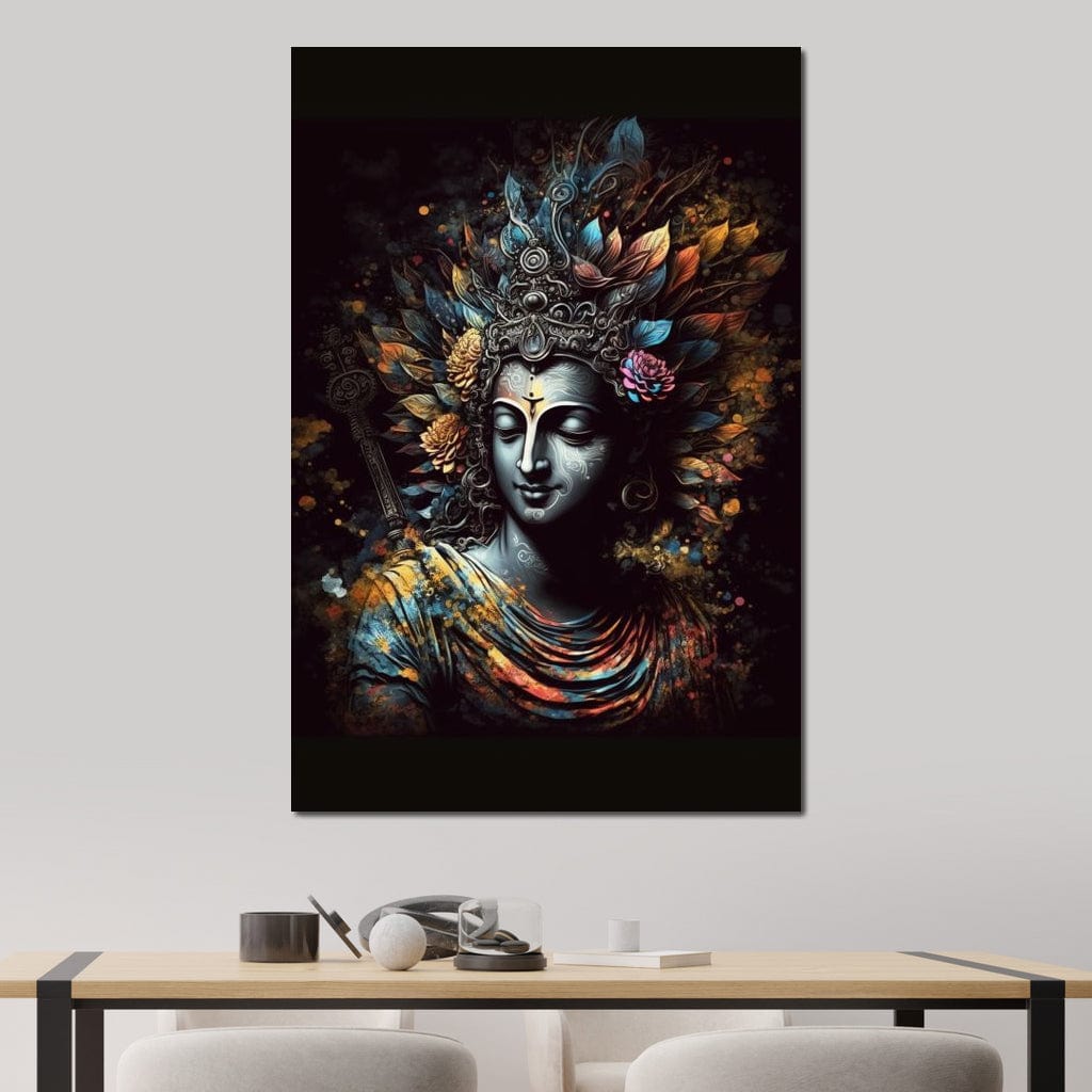 Colorful Krishna HinduOmDesigns Gallery Wrap / 20" x 30" Posters, Prints, & Visual Artwork hindu canvas wall art C9P1XUIH