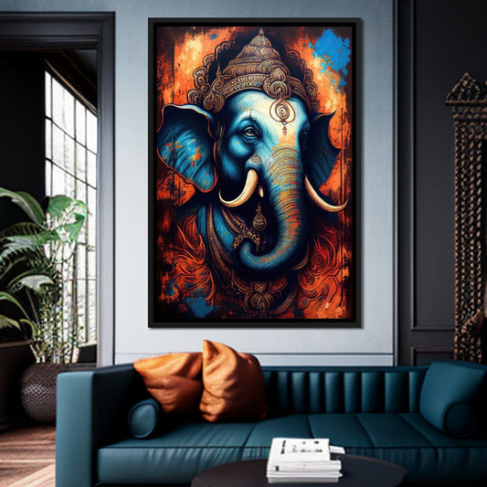 Ganesha Portrait HinduOmDesigns Black Floating Frame / 20" x 30" Posters, Prints, & Visual Artwork hindu canvas wall art H04YVBOH