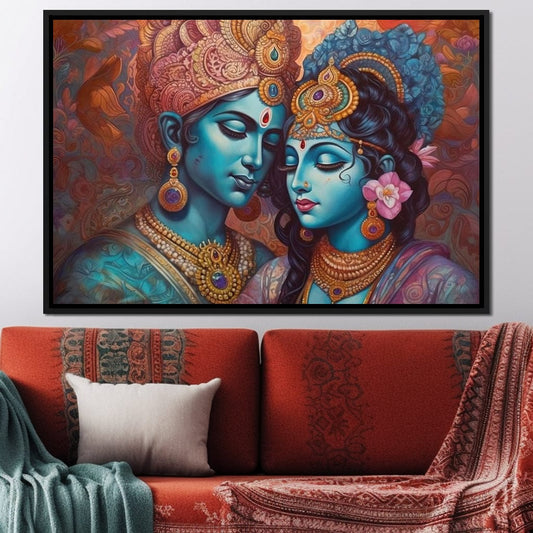 Radha's Love HinduOmDesigns Black Floating Frame / 30" x 20" Posters, Prints, & Visual Artwork hindu canvas wall art T0UW1YUN