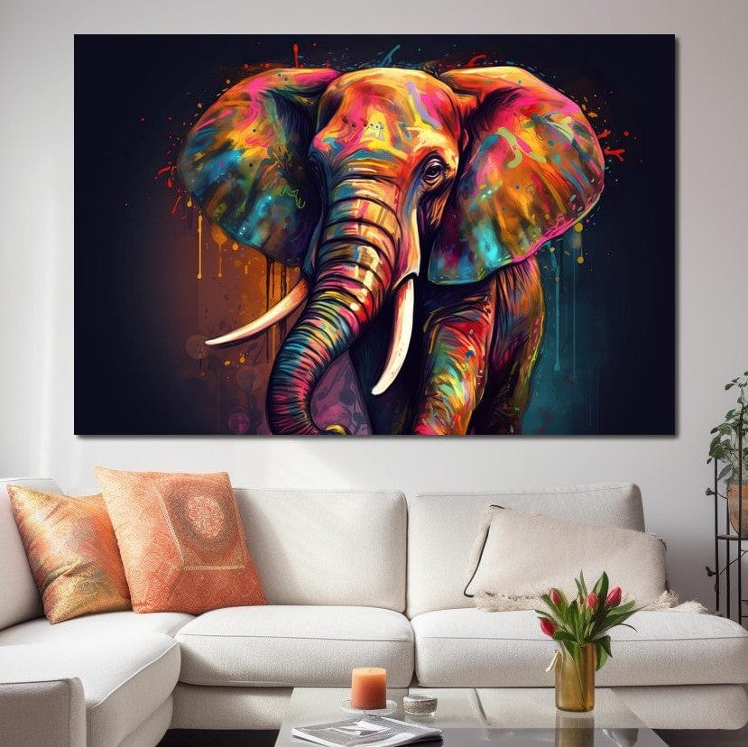Colorful Elephant HinduOmDesigns Gallery Wrap / 30" x 20" Posters, Prints, & Visual Artwork hindu canvas wall art 766VO323