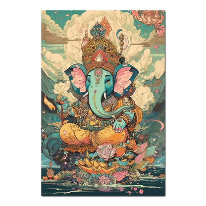Joyful Lord Ganesh HinduOmDesigns Poster / 20" x 30" Posters, Prints, & Visual Artwork hindu canvas wall art G891DJSF