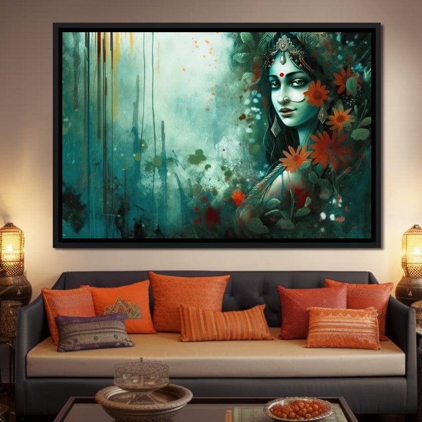 Sri Krishna HinduOmDesigns Black Floating Frame / 30" x 20" Posters, Prints, & Visual Artwork hindu canvas wall art E4UWLWCX