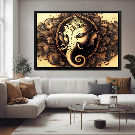 Blessing Lord Ganesh HinduOmDesigns Black Floating Frame / 30" x 20" Posters, Prints, & Visual Artwork hindu canvas wall art E88YBOBO