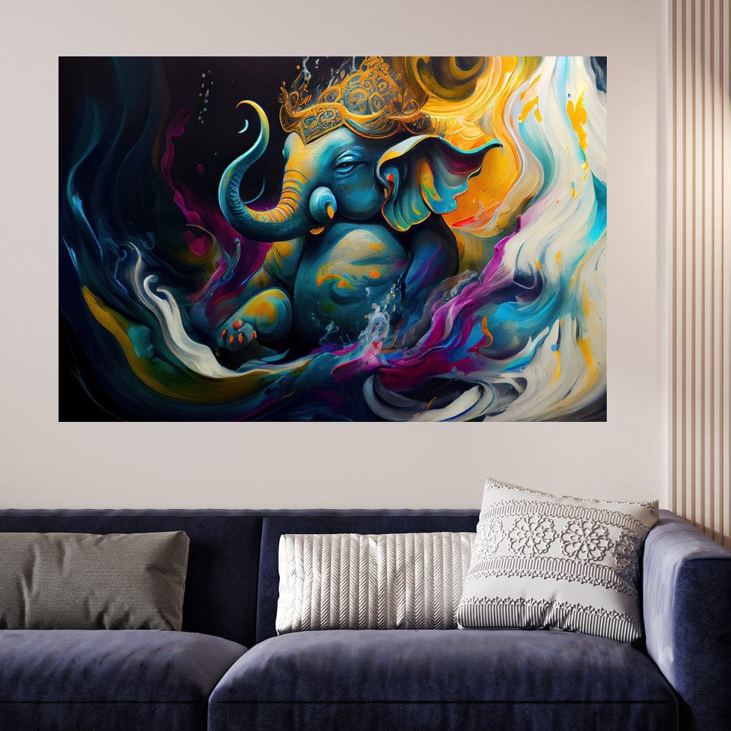 Ganesha's Happiness HinduOmDesigns Gallery Wrap / 30" x 20" Posters, Prints, & Visual Artwork hindu canvas wall art S8B7WN6G