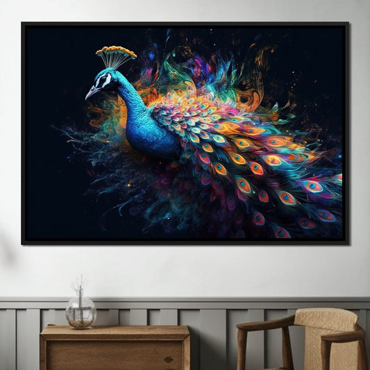 Enchanting Peacock HinduOmDesigns Black Floating Frame / 30" x 20" Posters, Prints, & Visual Artwork hindu canvas wall art 0SEFQV2M