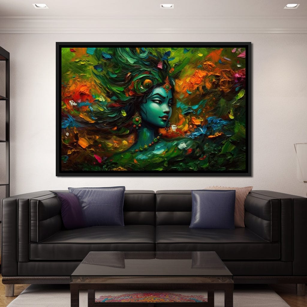 Krishna's Art HinduOmDesigns Black Floating Frame / 30" x 20" Posters, Prints, & Visual Artwork hindu canvas wall art Z8YP77OU