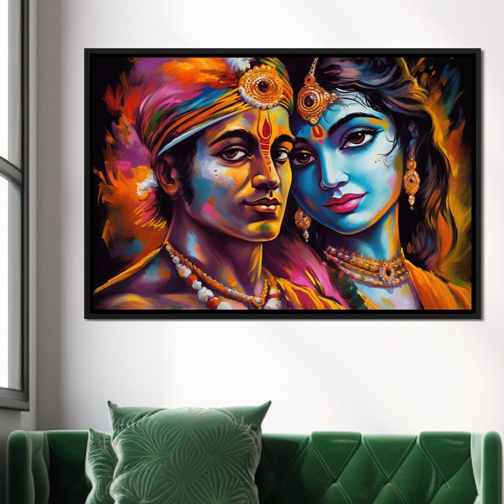 Divine Connection HinduOmDesigns Black Floating Frame / 30" x 20" Posters, Prints, & Visual Artwork hindu canvas wall art HX2GOKQN