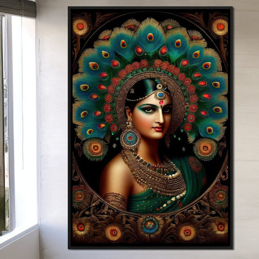 Radha's Portrait HinduOmDesigns Black Floating Frame / 20" x 30" Posters, Prints, & Visual Artwork hindu canvas wall art F8HS00J7