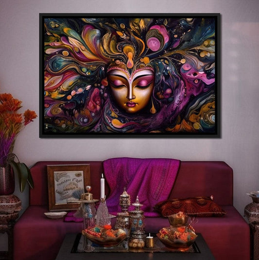 Sleepy Krishna HinduOmDesigns Black Floating Frame / 30" x 20" Posters, Prints, & Visual Artwork hindu canvas wall art C5IU0D3U