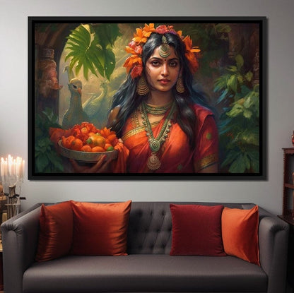 Radha's Prosperity HinduOmDesigns Black Floating Frame / 30" x 20" Posters, Prints, & Visual Artwork hindu canvas wall art 8UFGB0TN