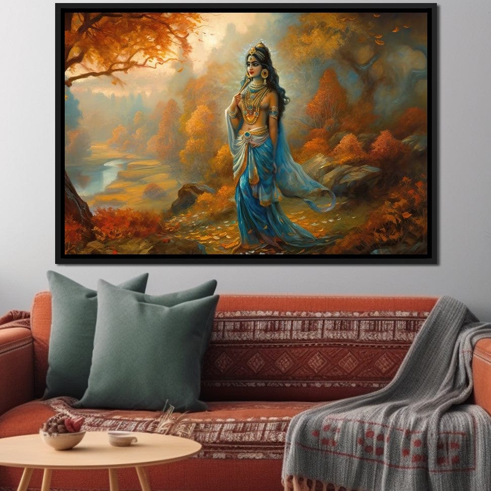 Radha's Autumn HinduOmDesigns Black Floating Frame / 30" x 20" Posters, Prints, & Visual Artwork hindu canvas wall art 2G2L18V8