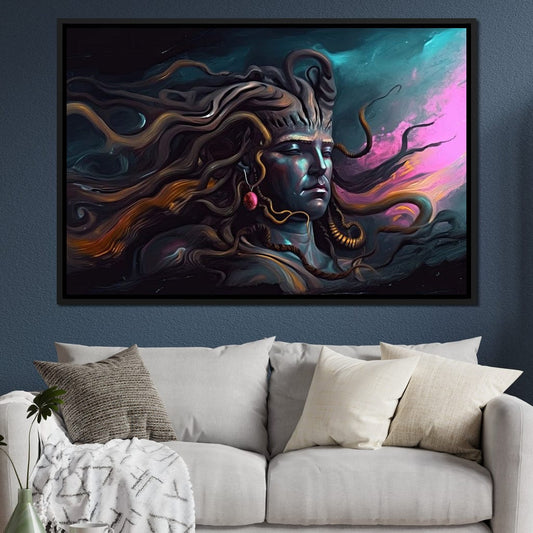 Mystic Shiva HinduOmDesigns Black Floating Frame / 30" x 20" Posters, Prints, & Visual Artwork hindu canvas wall art 46Z54UUQ