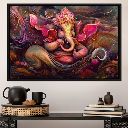 Decorative Ganesha HinduOmDesigns Black Floating Frame / 30" x 20" Posters, Prints, & Visual Artwork hindu canvas wall art H8E30063