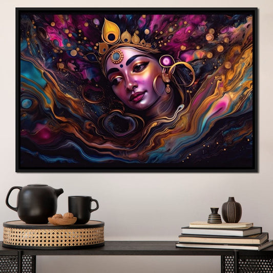 Divine Krishna HinduOmDesigns Black Floating Frame / 30" x 20" Posters, Prints, & Visual Artwork hindu canvas wall art Q5NKNRDH