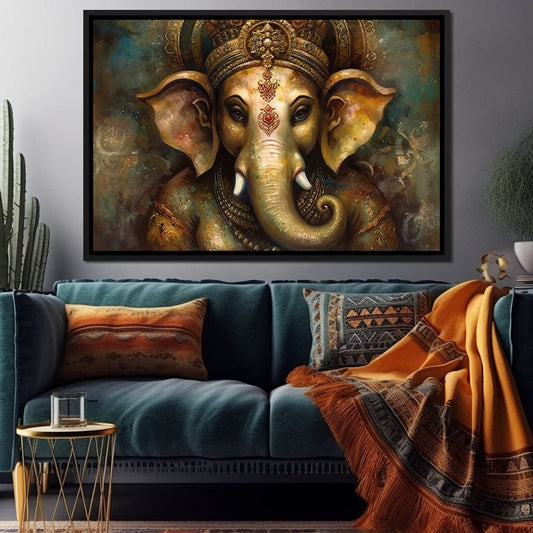 Ganesha's Intelligence HinduOmDesigns Black Floating Frame / 30" x 20" Posters, Prints, & Visual Artwork hindu canvas wall art EV24HWZJ