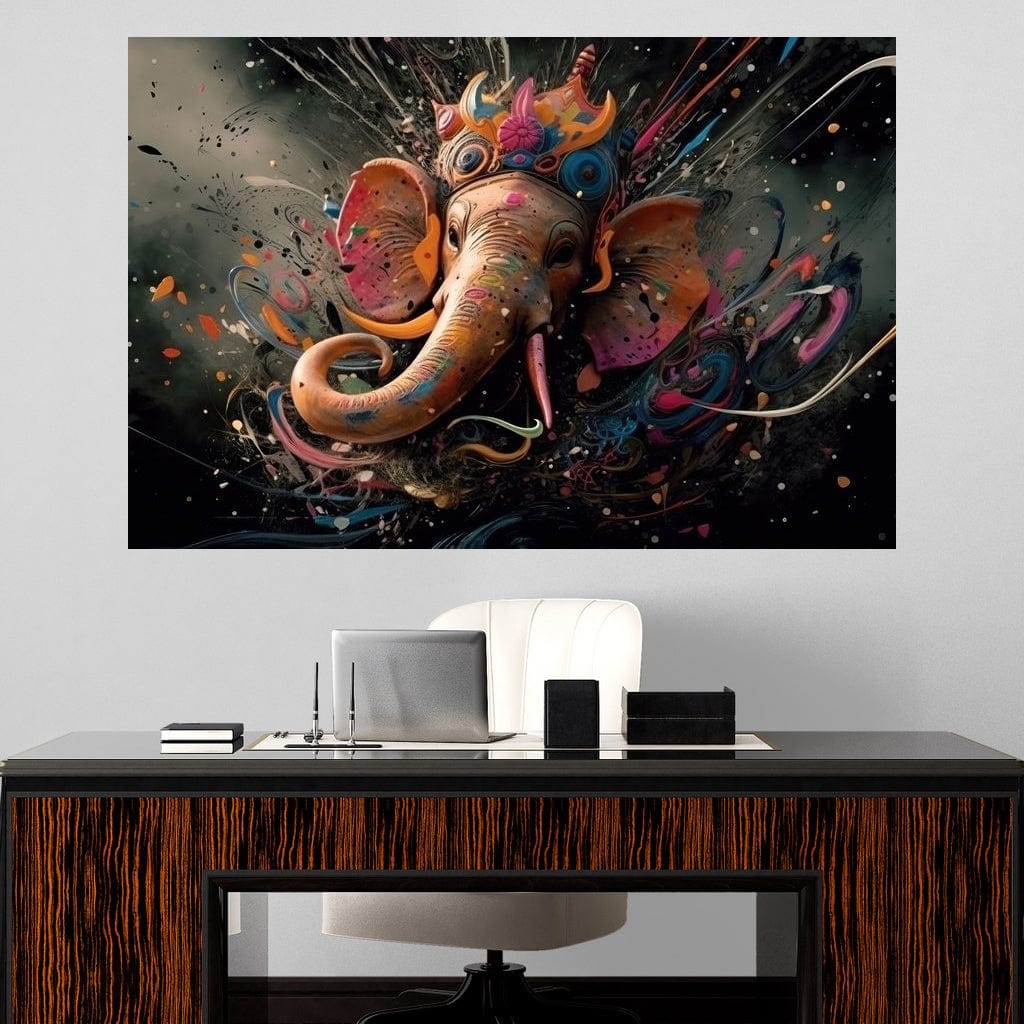 Ganesh Splash HinduOmDesigns Gallery Wrap / 30" x 20" Posters, Prints, & Visual Artwork hindu canvas wall art 42IBYHL5