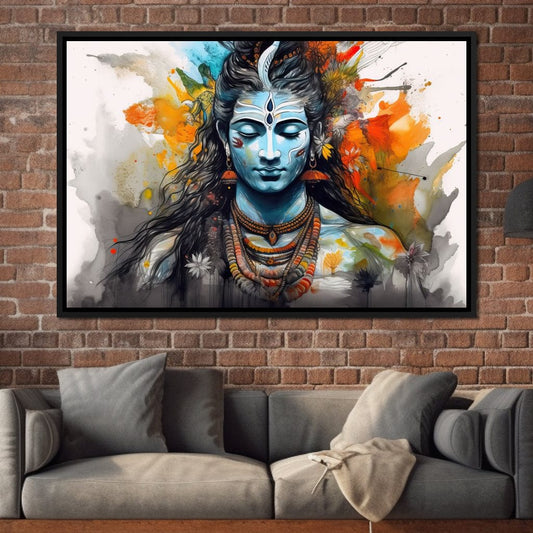 Serene Shiva HinduOmDesigns Black Floating Frame / 30" x 20" Posters, Prints, & Visual Artwork hindu canvas wall art XQDQXRNT