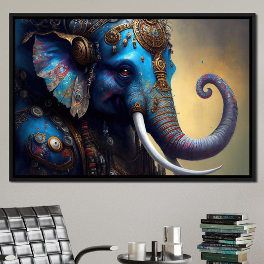 Ganesha's Prosperity HinduOmDesigns Black Floating Frame / 30" x 20" Posters, Prints, & Visual Artwork hindu canvas wall art S1SBVE81