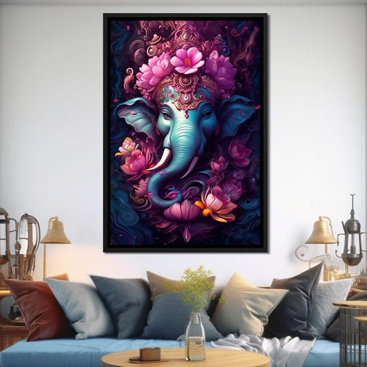 Floral Ganesha HinduOmDesigns Black Floating Frame / 20" x 30" Posters, Prints, & Visual Artwork hindu canvas wall art 9DRH9X7Q