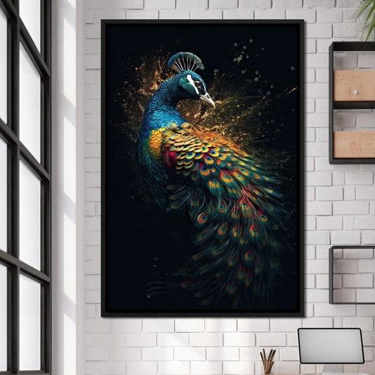 Divine Peacock HinduOmDesigns Black Floating Frame / 20" x 30" Posters, Prints, & Visual Artwork hindu canvas wall art QJKJMOTO