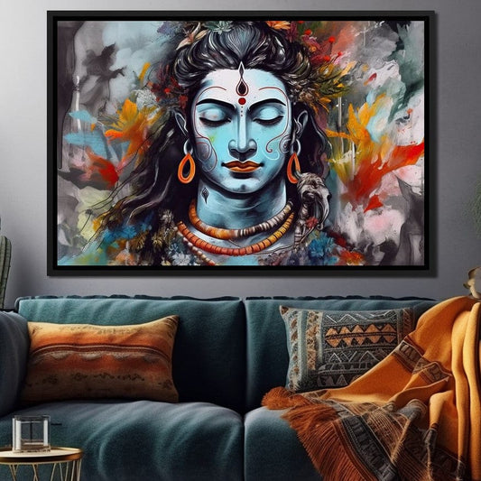 Blissful Shiva HinduOmDesigns Black Floating Frame / 30" x 20" Posters, Prints, & Visual Artwork hindu canvas wall art IEPGJKOB