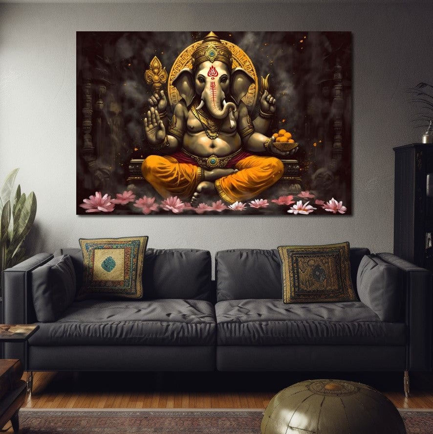 Prosperous Lord Ganesha HinduOmDesigns Gallery Wrap / 30" x 20" Posters, Prints, & Visual Artwork hindu canvas wall art T2BW2SW2