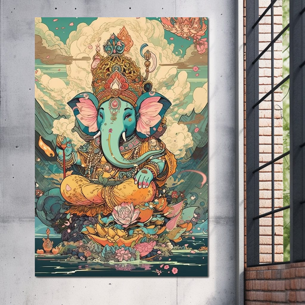 Joyful Lord Ganesh HinduOmDesigns Gallery Wrap / 20" x 30" Posters, Prints, & Visual Artwork hindu canvas wall art WNWVPR7I