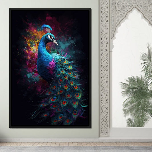 Peacock Beauty HinduOmDesigns Black Floating Frame / 20" x 30" Posters, Prints, & Visual Artwork hindu canvas wall art P28SPPJ5