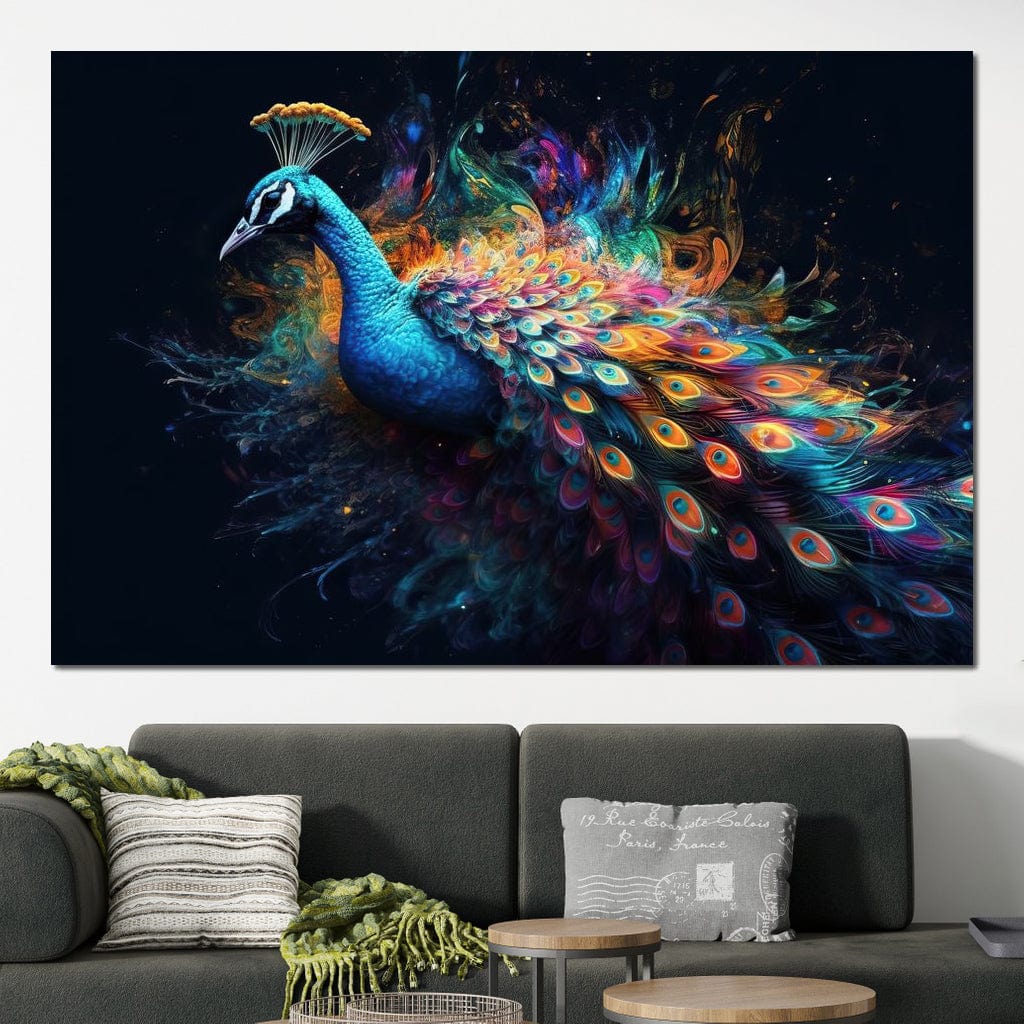 Enchanting Peacock HinduOmDesigns Gallery Wrap / 30" x 20" Posters, Prints, & Visual Artwork hindu canvas wall art 34RS3UR1